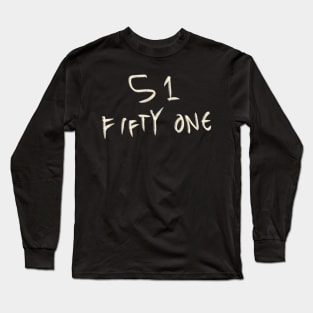 Hand Drawn Letter Number 51 Fifty One Long Sleeve T-Shirt